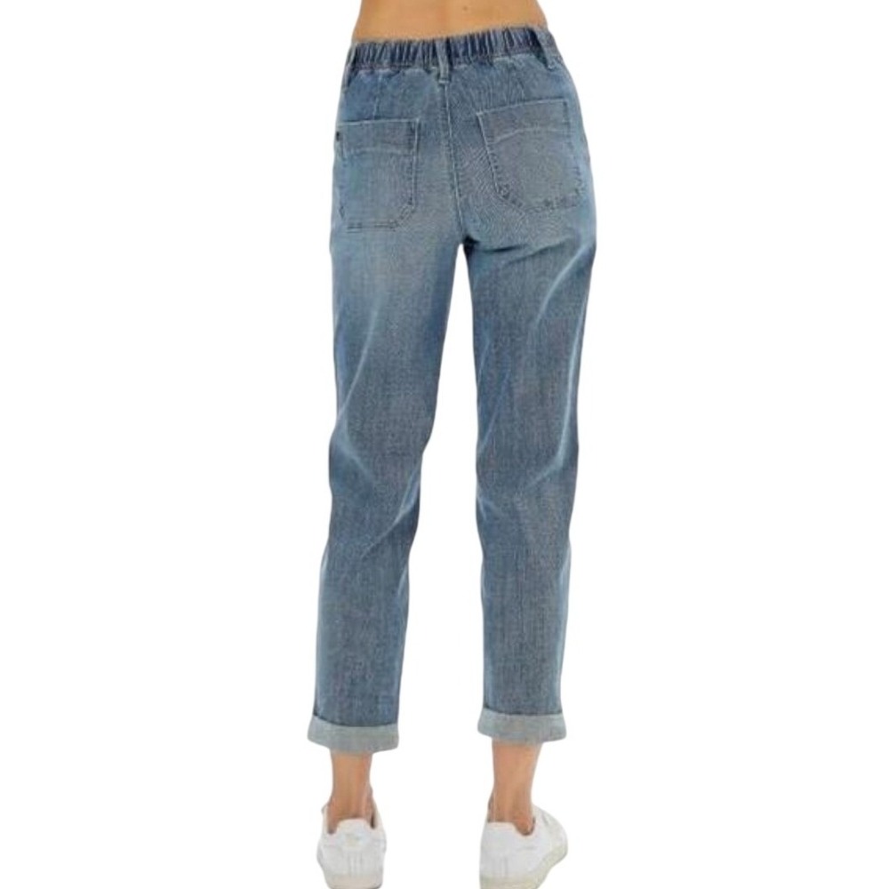Judy Blue Jogger Roll up Jeans 88496 High Rise Medium Wash Stretch Denim 15/32 - Picture 13 of 14